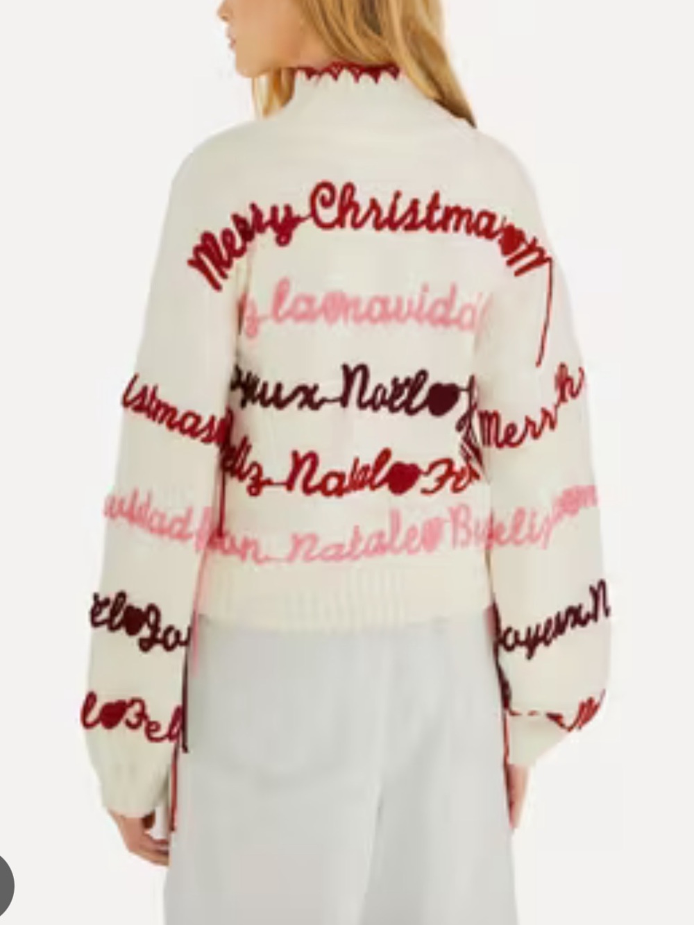 NWT FARM RIO Off-White Merry Christmas Knit Sweater, size S - Picture 3 of 7